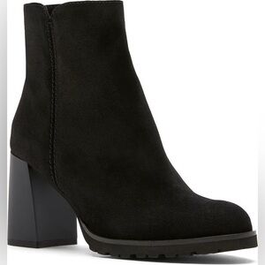 Steve Madden Black Suede Block Heel Ankle Boots